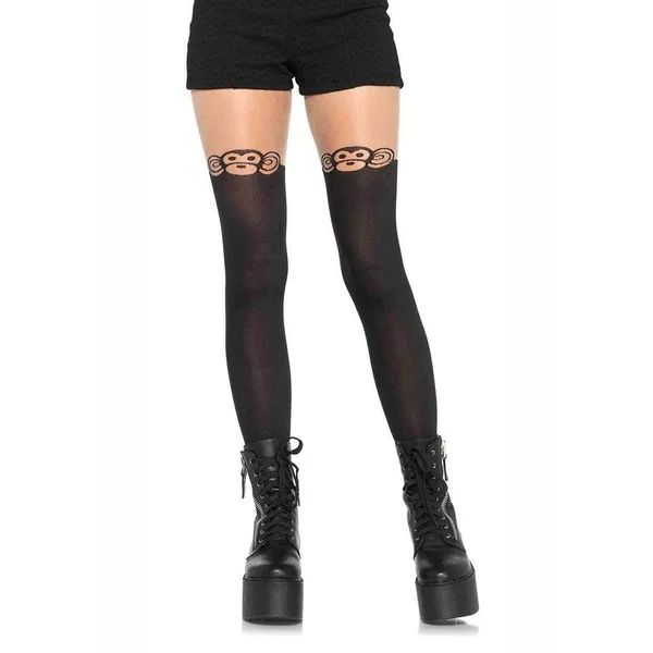 Leg Avenue Spandex Monkey Business Opaque Pantyhose with Curvy Tail