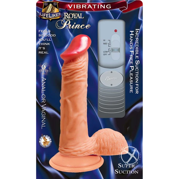 Lifelikes Vibrating Royal Prince Dildo with Wired Remote Control 6in - Vanilla