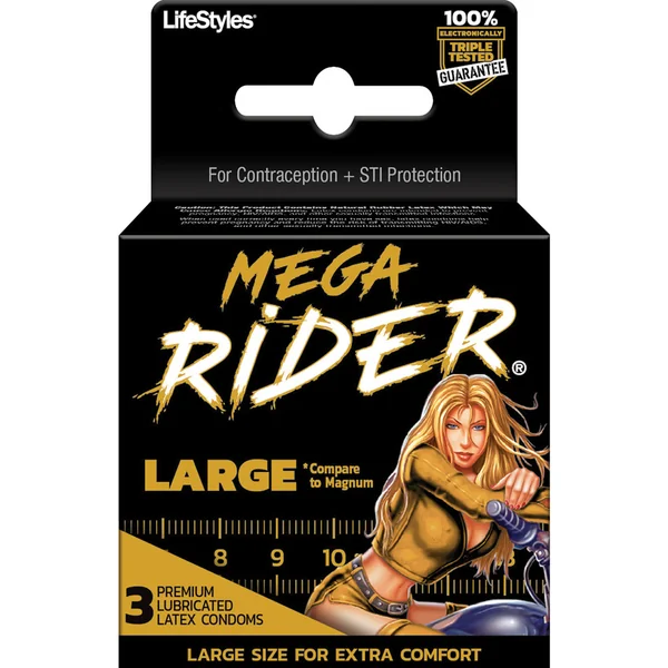 LIFESTYLES MEGA RIDER CONDOMS 3 PACK
