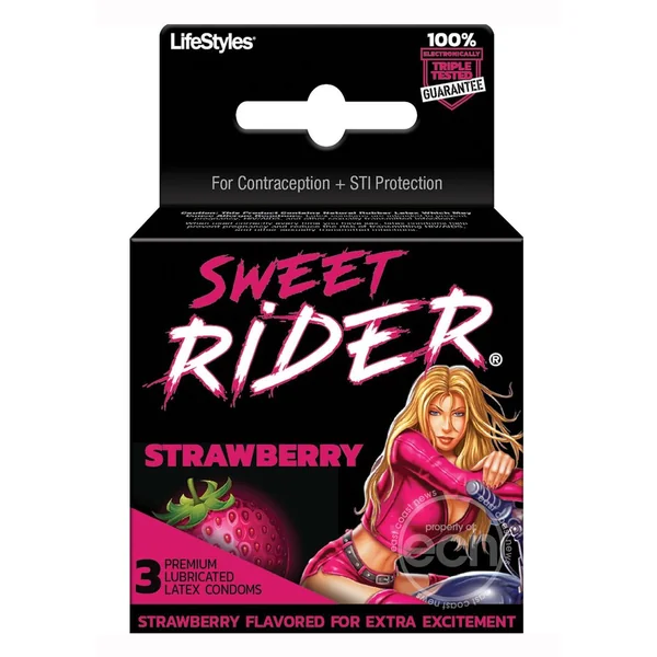 LifeStyles Sweet Rider Strawberry-Flavored Condoms - 3-Pack