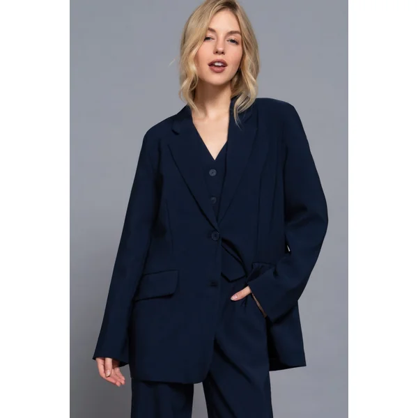 Long slv front button closure blazer