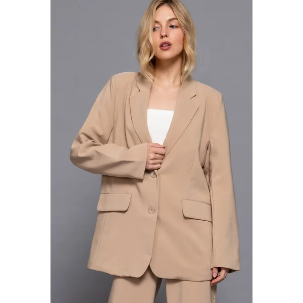Long slv front button closure blazer