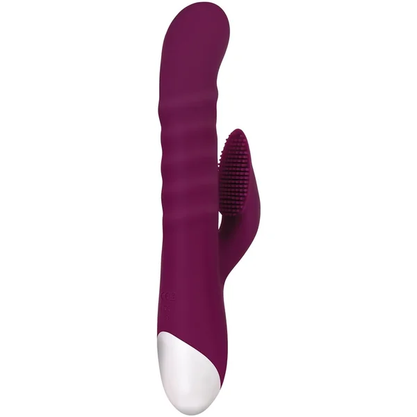 Lovely Lucy Rechargeable Silicone Dual Vibrator With Clitoral Stimulator – Red