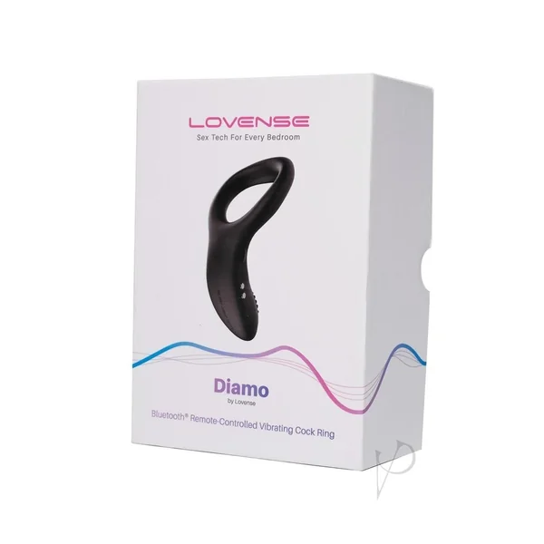 Lovense Diamo App Compatible Vibrating Silicone Cock Ring - Black