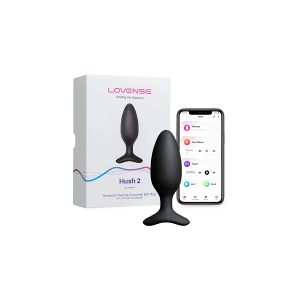 Lovense Hush 2 Bluetooth Remote-Controlled Vibrating Butt Plug, Medium, 1.75 In. Max Width