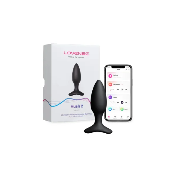 Lovense Hush 2 Bluetooth Remote-Controlled Vibrating Butt Plug, Small, 1.5 In. Max Width