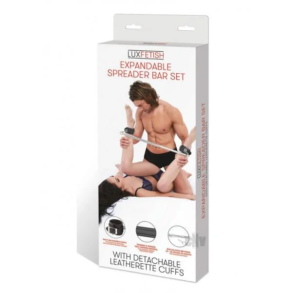 Lux Fetish Expandable Spreader Bar Set With Detachable Leatherette Cuffs