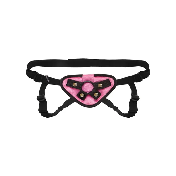 Lux Fetish Pink Velvet Strap-On Harness Adjustable
