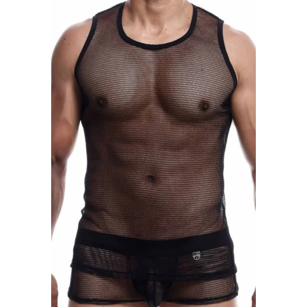 Male Basics - Fishnet Tank Top - Black - MBL61