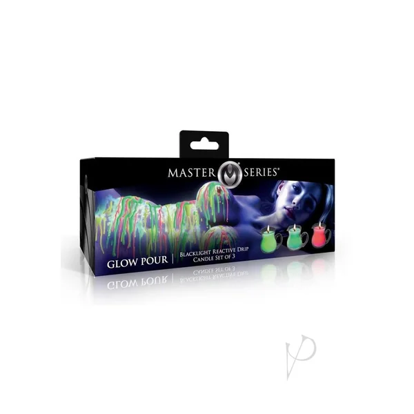 Master Series Glow Pour Blacklight Reactive Drip Candle Set (3 Piece) - Multicolor