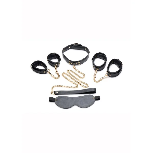 Master Series Golden Submission Bondage Set (4 Piece Kit) – Black/Gold