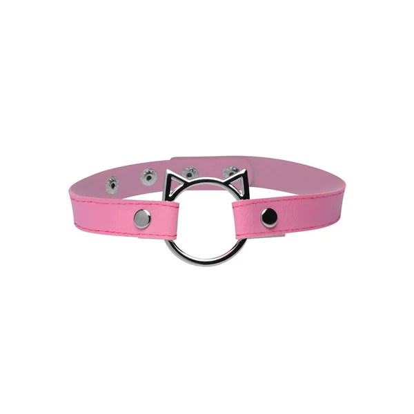 Master Series Kinky Kitty Adjustable Ring Choker Slim – Pink