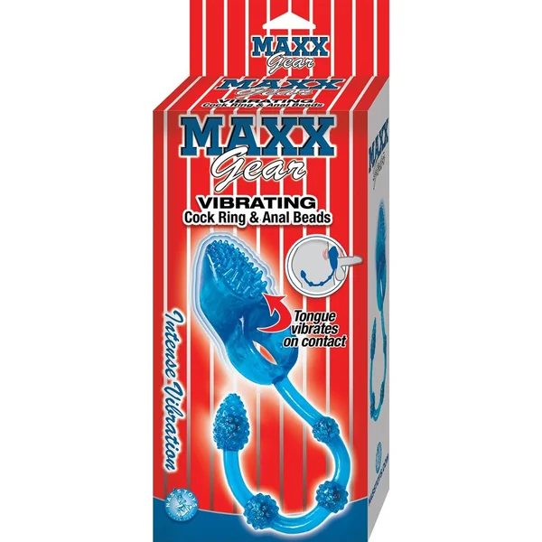 Maxx Gear Vibrating Cock Ring and Anal Beads Blue