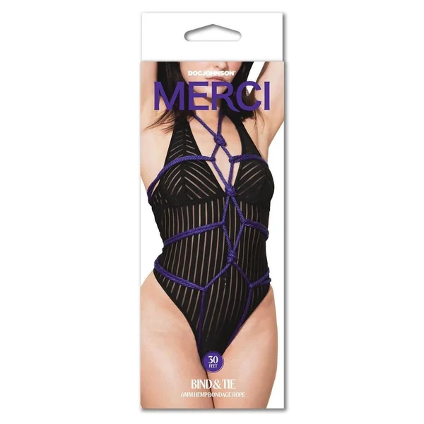 Merci Bind & Tie 6mm Hemp Bondage Rope 30ft - Purple