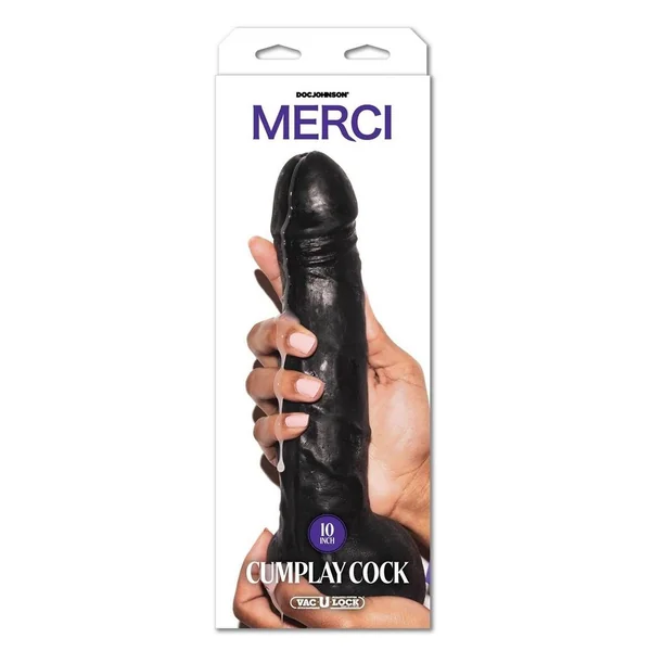 Merci Dual Density Ultraskyn Squirting Cumplay Cock with Removable Vac-U-Lock Suction Cup - Black