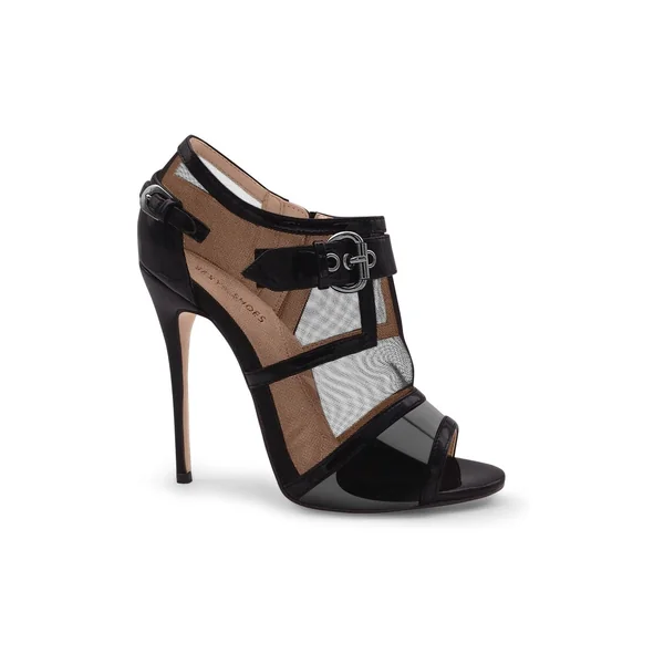 Mesh Open Toe Stiletto Bootie with Buckle