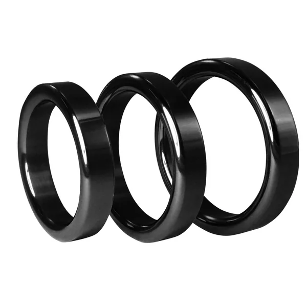 Metallic Black Stainless Steel Cock Ring
