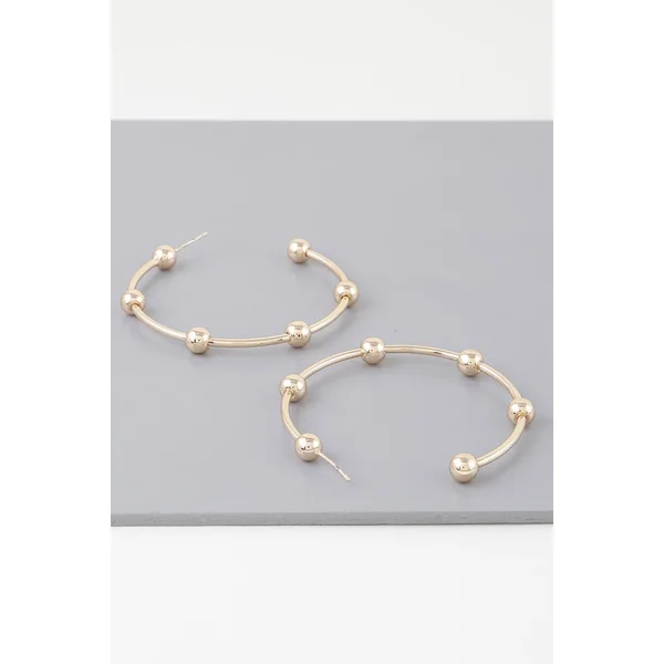 Multi Shiny Bead Hoop Earrings