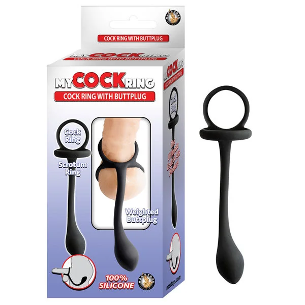 My Cockring Cring (Black) – Stretchy Silicone Cock Ring Butt Plug