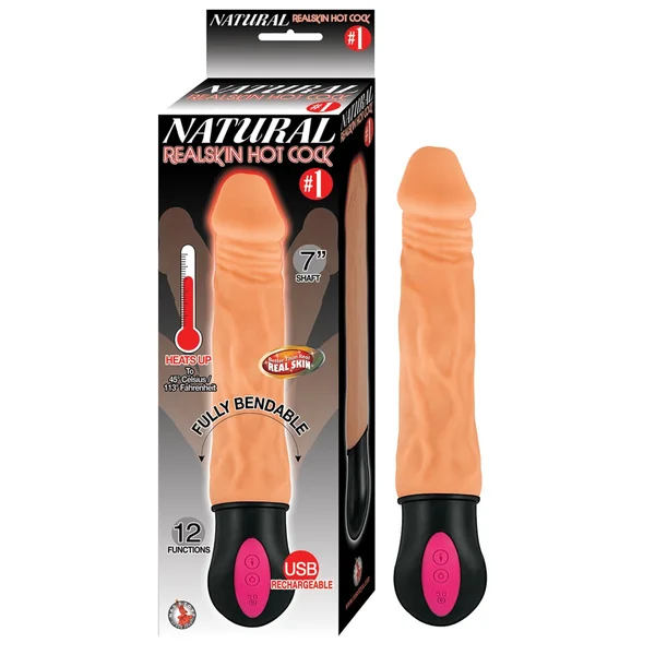 Natural Realskin Hot Cock #1 USB Rechargeable Warming Realistic Vibrator
