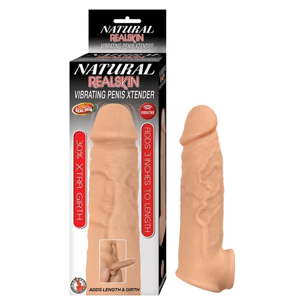 Natural Realskin Vibrating Penis Xtender - Light - Tan