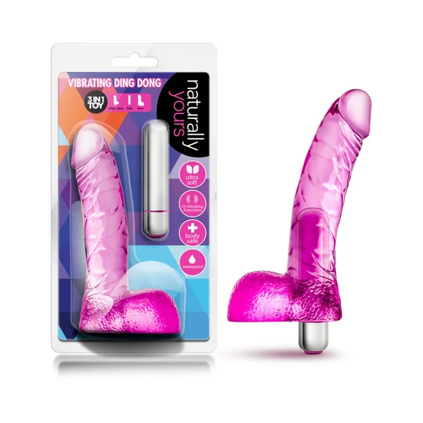 Naturally Yours Vibrating Ding Dong 6.5 inches Dildo with Balls & Vibrator Pink