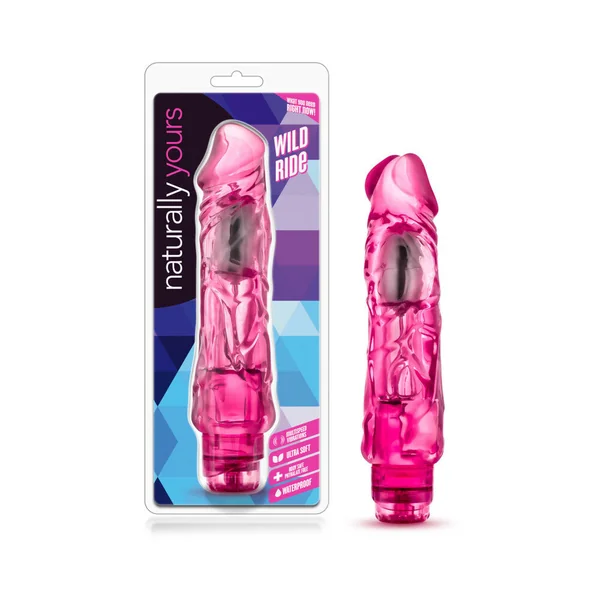 Naturally Yours Wild Ride Realistic 9 inches Vibrating Dildo Pink