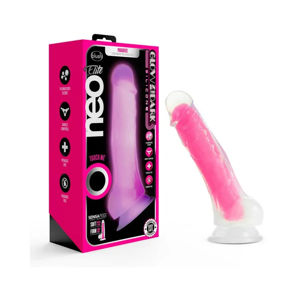 Neo Elite Paradise Glow-in-the-dark 7" Silicone Dual-density Dildo Neon Pink