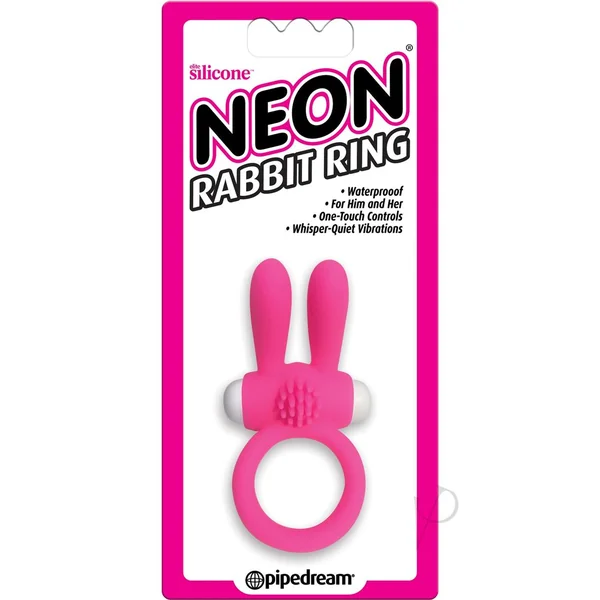 Neon Silicone Rabbit Penis Ring Waterproof Pink