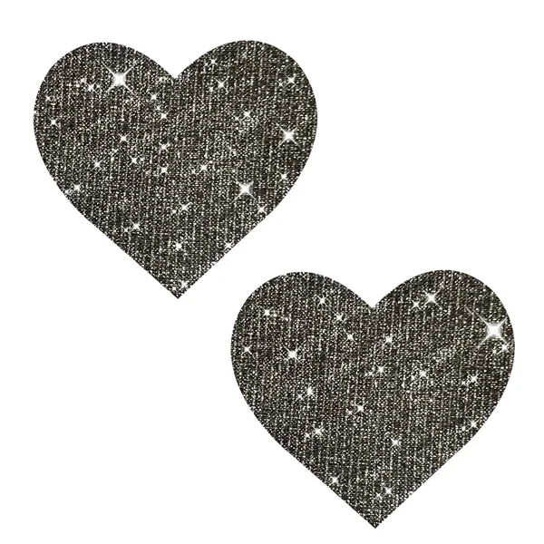 NEVA NUDE BLACK GLITTER HEART PASTIES