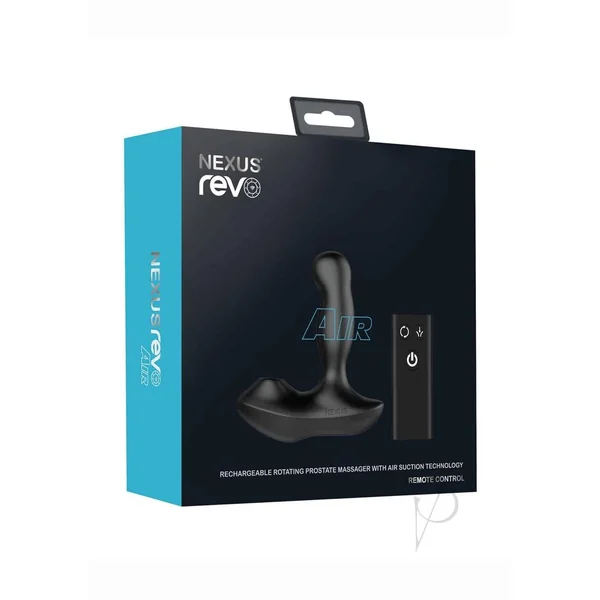 Nexus Revo Air Rechargeable Silicone Suction and Rotating Prostate Massager with Remote Control - Black