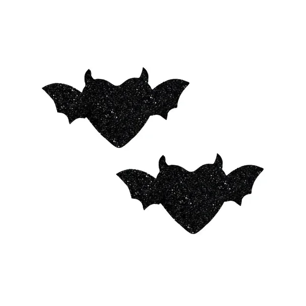 Nipztix Pasties Vampire Bat Black Glitter Heart