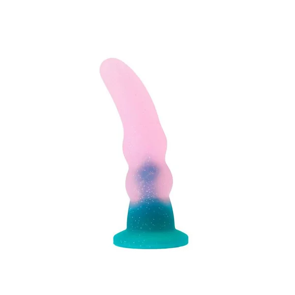 Nood Colours – Silicone Rippled Dildo – 6.3 Inch – Pink/Green