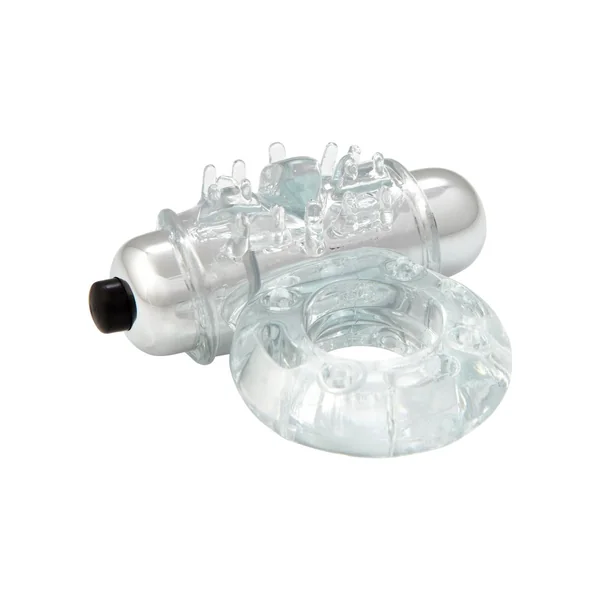 Nu Sensuelle Bullet Ring 7 Function Silicone Rechargeable C Ring Waterproof Clear