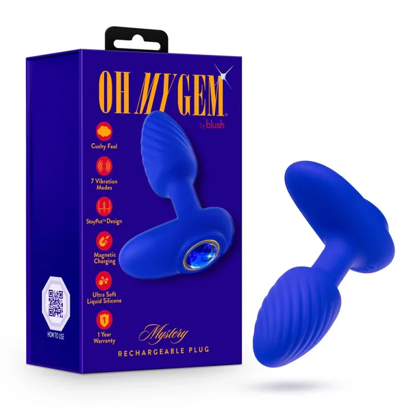 Oh My Gem Mystery 4″ Vibrating Butt Plug – Sapphire