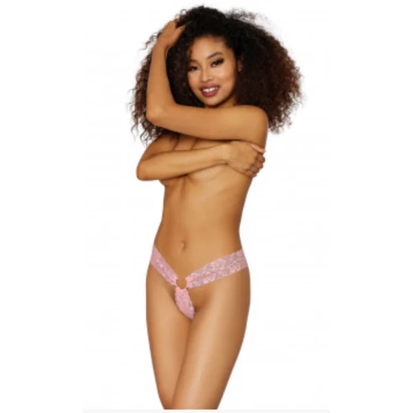 Open Crotch Thong - One Size - Candy Pink