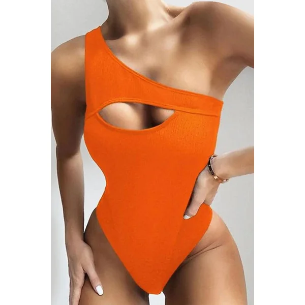 Orange Cut Out Sexy One Piece Swimsuit