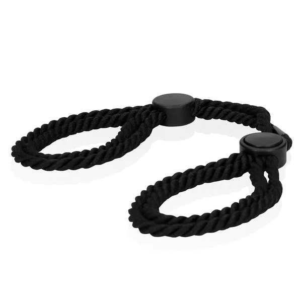 Ouch! Adjustable Rope Handcuffs – Soft Cotton, Comfortable Restraints (Black)