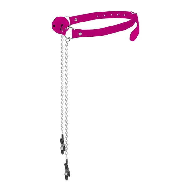 Ouch! Ball Gag with Nipple Clamps