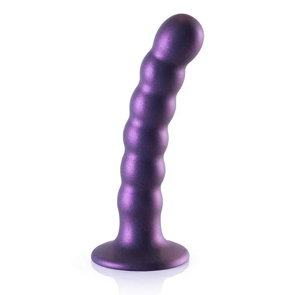 Ouch! Beaded G-Spot Silicone Dildo 5in - Metallic