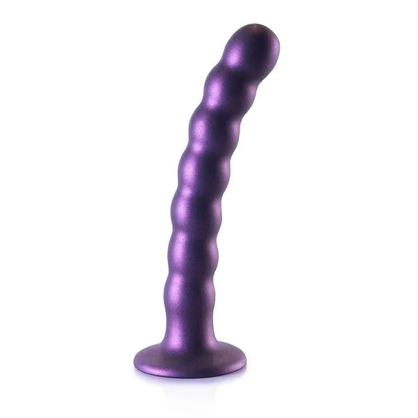 Ouch! Beaded G-Spot Silicone Dildo 6.5in – Metallic Purple