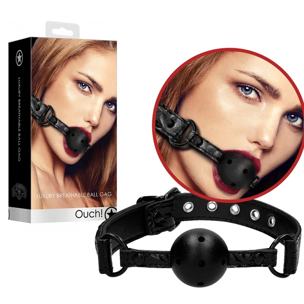 Ouch! Bondage Gear Luxury Adjustable Breathable Ball Gag Burgundy