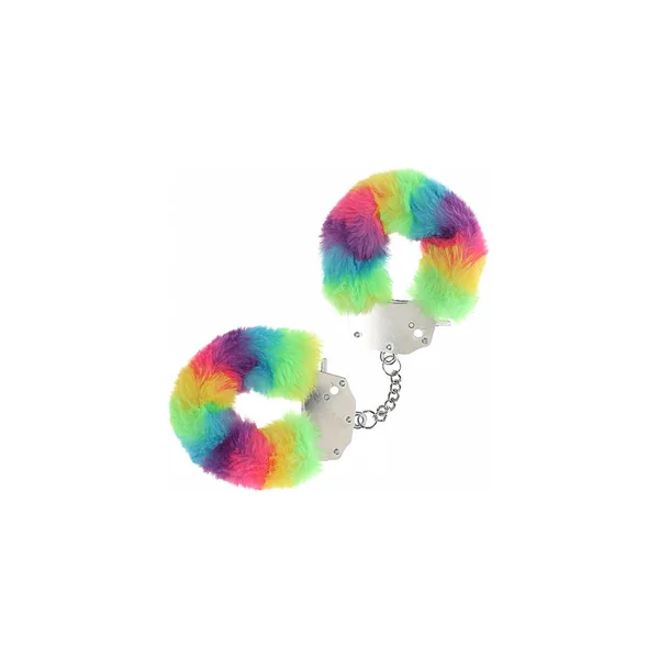 Ouch by Shots Toys - Heavy Duty Fluffy Rainbow Handcuffs