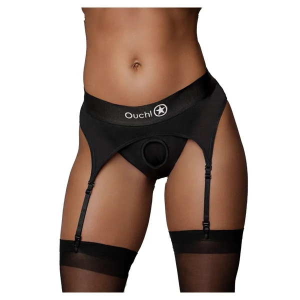 Ouch by Shots Toys - Vibrating Strap-on Thong with Adjustable Garters - Various Sizes & Colors