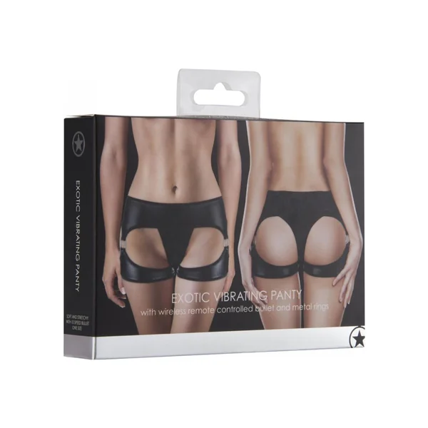 Ouch Exotic Vibrating Panty With Wireless Remote Controlled bullet And Metal Rings Waterproof Black