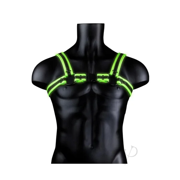 Ouch Glow in the Dark Bondage Gear Adjustable Buckle Leather Harness For Men