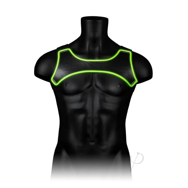 Ouch Glow in the Dark Bondage Gear Stretchable Leather Neoprene Body Chest Harness For Men