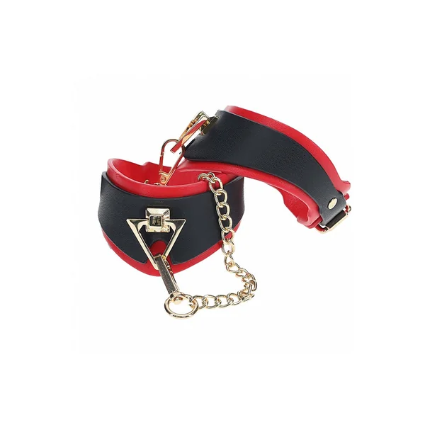 Ouch International - Milan Collection - Ankle Cuffs - Black/Red