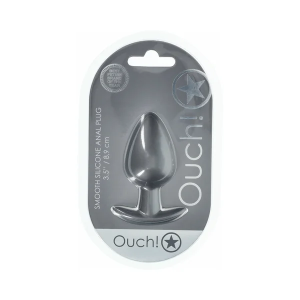 Ouch! Smooth Silicone Anal Plug Large 3.5 in. Gun Metal