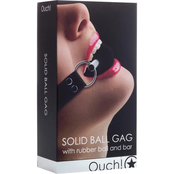 Ouch Solid Ball Gag With Rubber Ball And Bar Black
